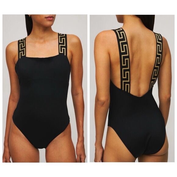Versace Size 2/ S Greca Border Black Gold One Piece Swimsuit NWT $425 - Picture 3 of 12